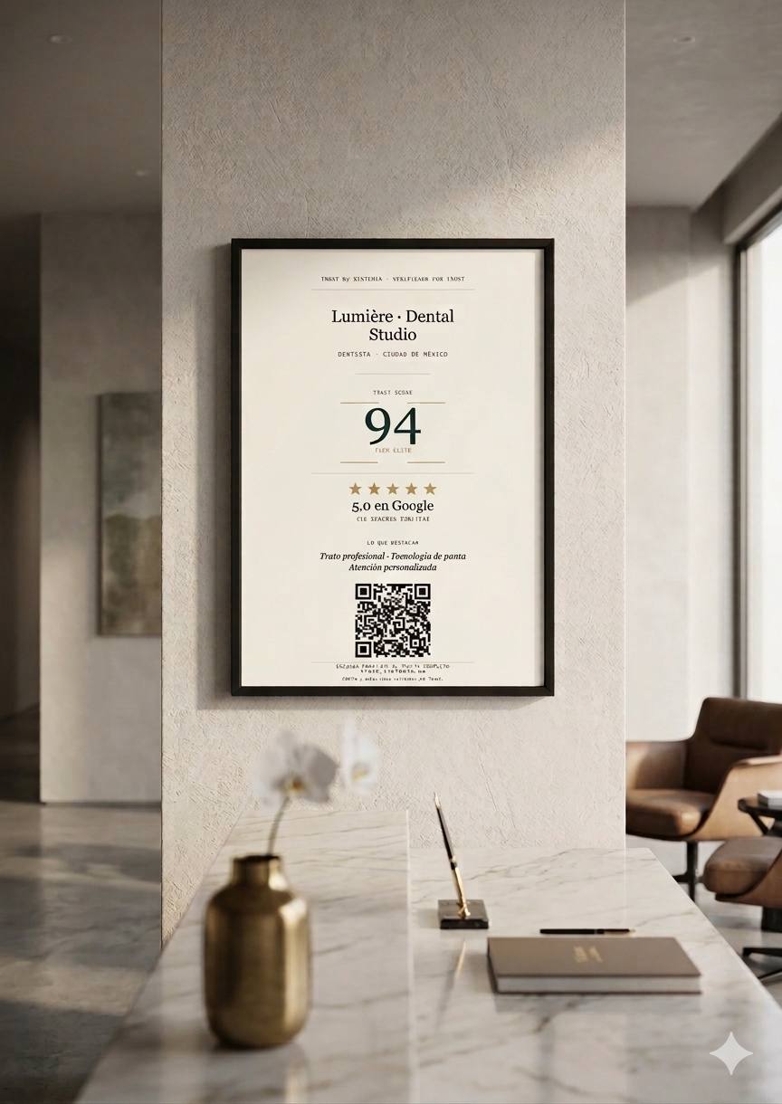 Poster Trust enmarcado en recepción